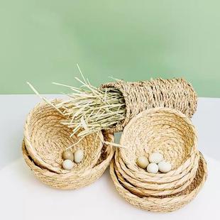 芦丁鸡窝草窝繁殖箱造景房子小鹌鹑卢丁鸡下蛋全套鸟巢草编