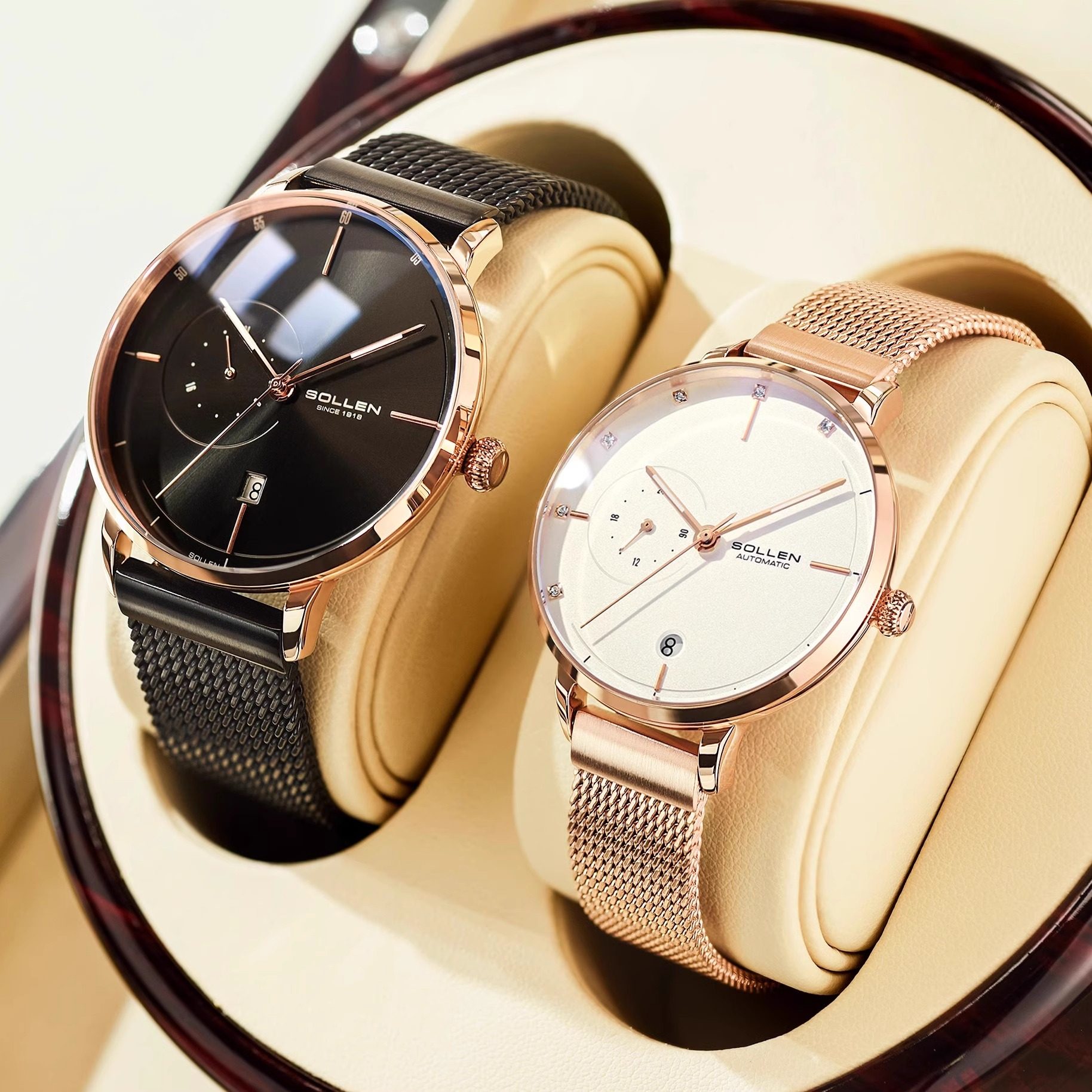 瑞士情侣手表一对正品机械表女士名牌气质简约全自动手表男士防水