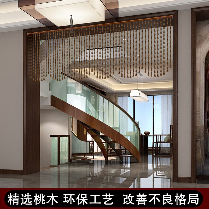新款桃木葫芦珠帘厕所卧室门帘半帘客厅玄关隔断S帘家用挂帘免打