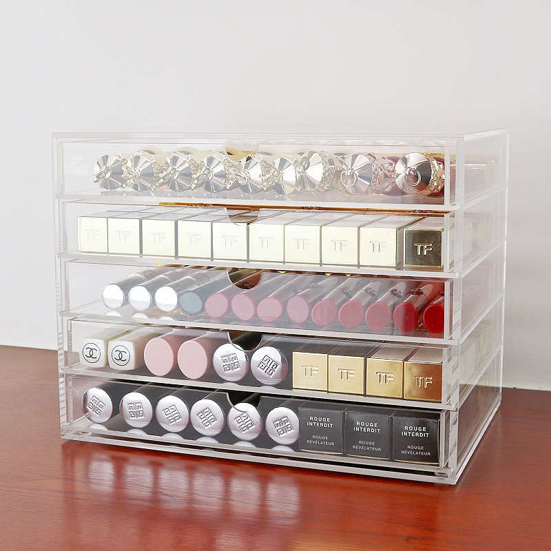 加厚亚克力口红眼影收纳盒t化妆品家用桌面整理置物架手工多层防