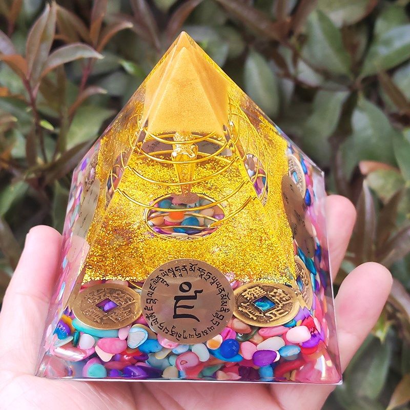 跨境爆款金刚杵水晶碎石金字塔摆件树I脂手工艺品办公室装饰礼物,家居饰品,桌面摆件,淘宝优惠券,粉丝福利购,淘宝优惠卷