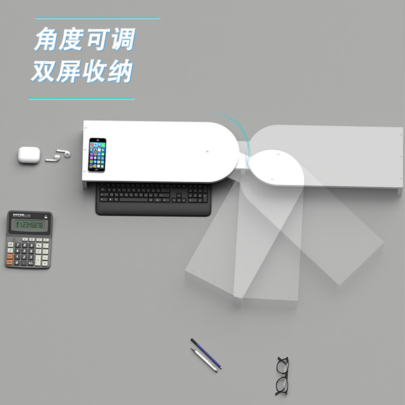 实木双显示器桌面k增高架液晶电脑托架支架键盘收纳置物整理架创