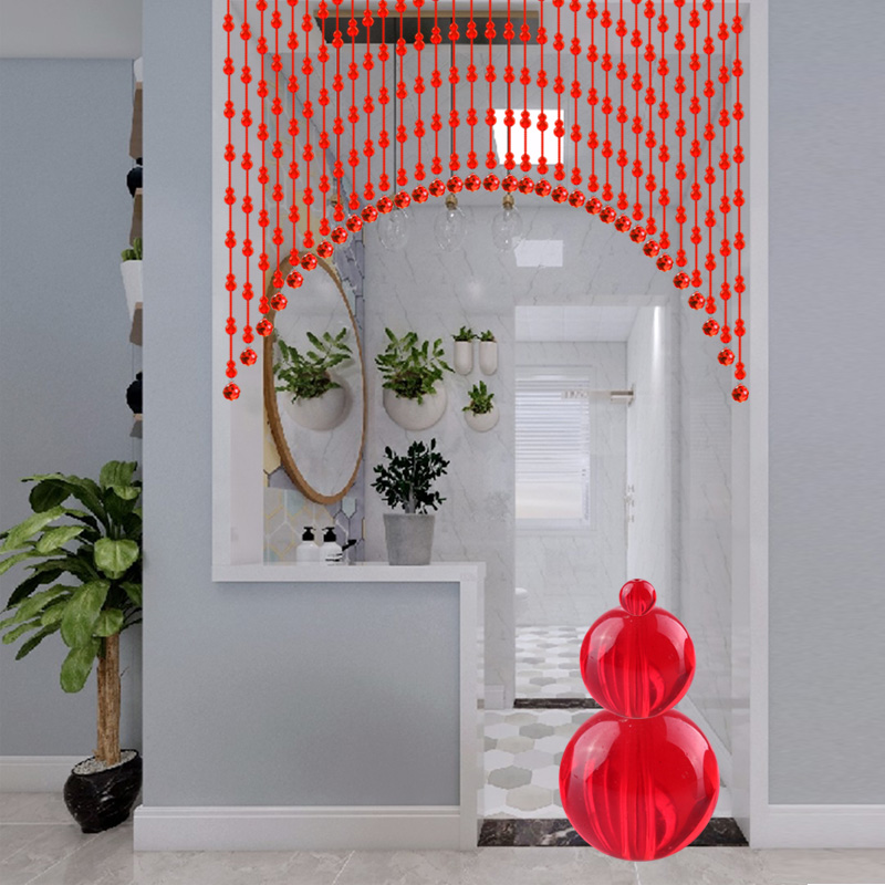红色水晶葫芦风水珠帘门帘免打孔隔断挂帘大门卧R室卫生间玄关帘