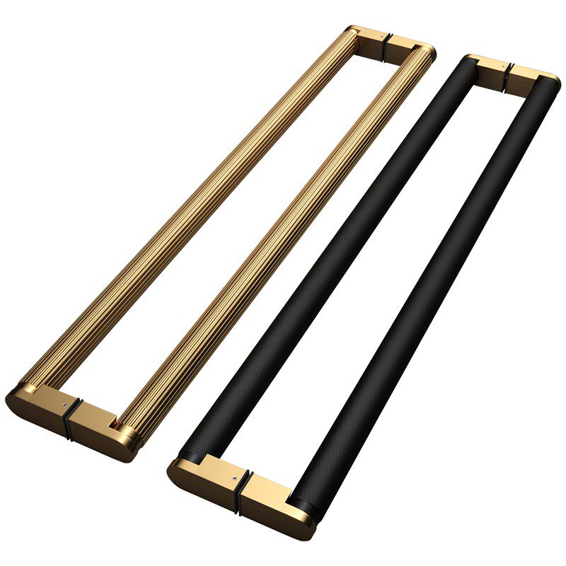 极简玻璃门拉手不锈钢黑白对装商店铺推拉有框实木门把.手金色扶