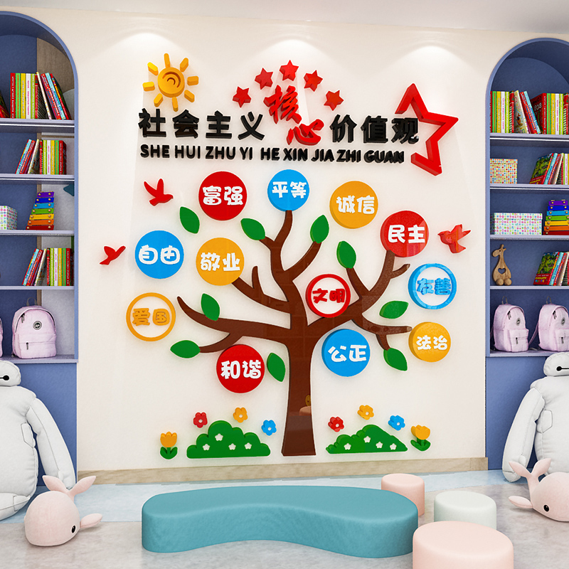 学校社会b主义核心价值观环创主题墙贴画教室班级文化墙面布置装