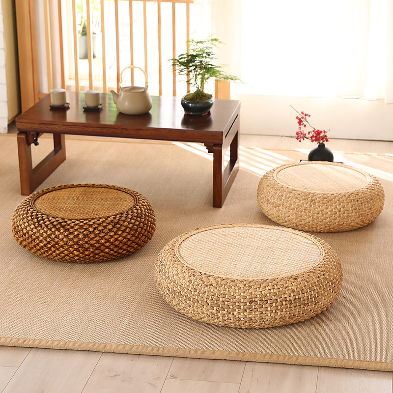 藤编蒲团草编家用地上坐r垫加厚圆形茶几榻榻米日式纯色坐墩打坐,居家布艺,蒲团,淘宝优惠券,粉丝福利购,淘宝优惠卷