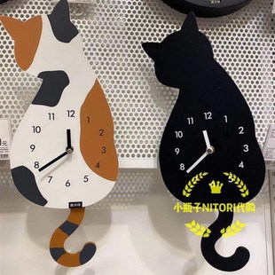 尼达利 刺猬猫咪摆钟摇尾挂钟动物造型时钟表儿童房