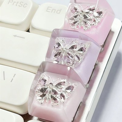 个性化Keycap树脂半透明DIY金属蝴蝶Keycap创意交叉机械键盘有趣