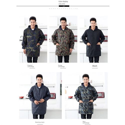 天鹅绒罩衫男式冬季工作长大衣防水加厚工作服秋冬男式防油男式冬