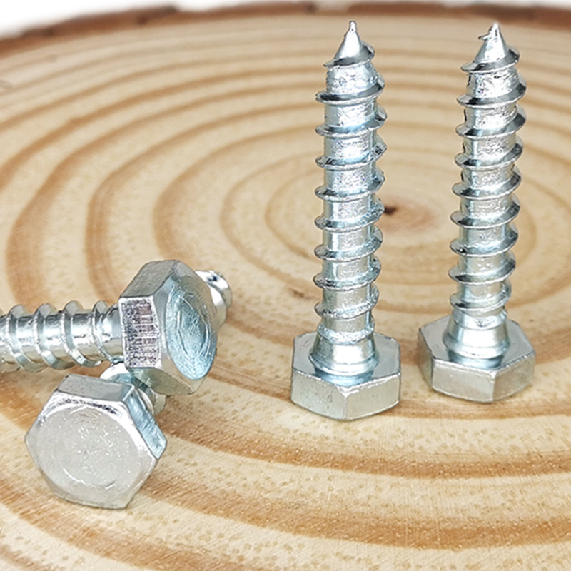 镀锌外六角木螺丝木方托盘粗牙自攻丝DIN517木螺钉M6M8M10M12加长
