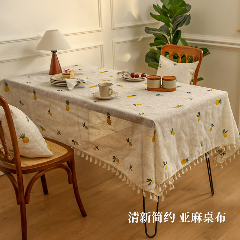 日式防尘亚麻桌布ins风小清新餐桌装饰布氛围感摆摊茶几书桌台布