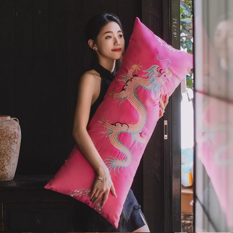 新中式扶手枕客厅沙发靠垫w长条抱枕不含芯床头国风大靠背垫腰枕