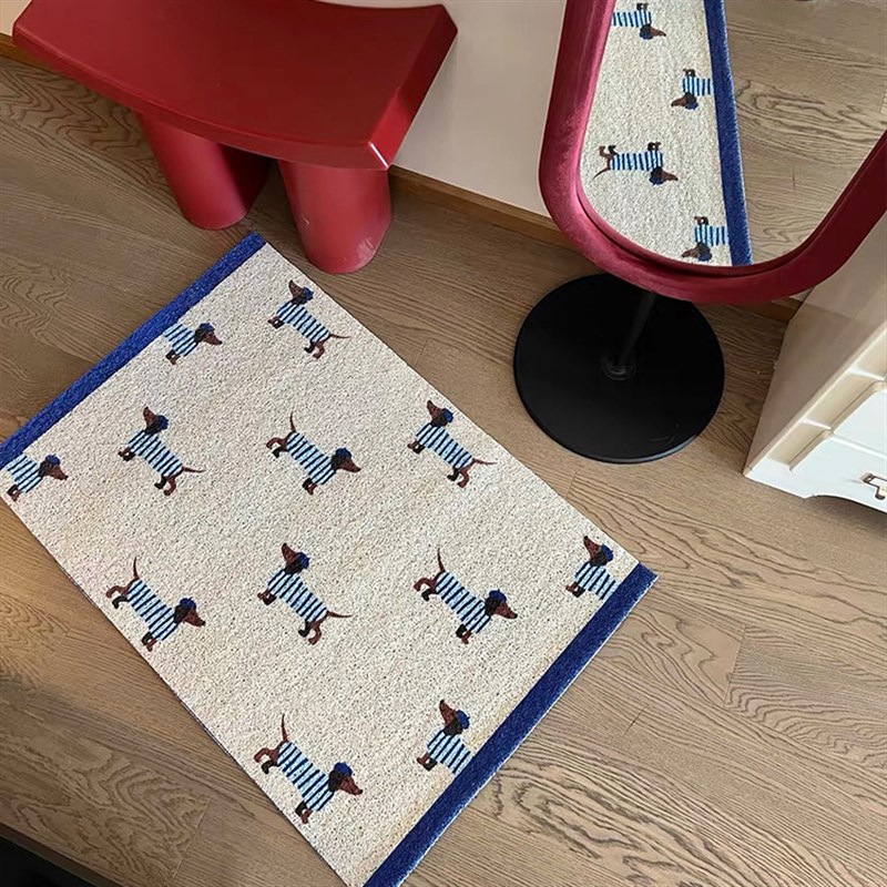 新款复古可爱腊肠犬入户门口地垫家F用刮泥刮沙丝圈入户门垫防滑