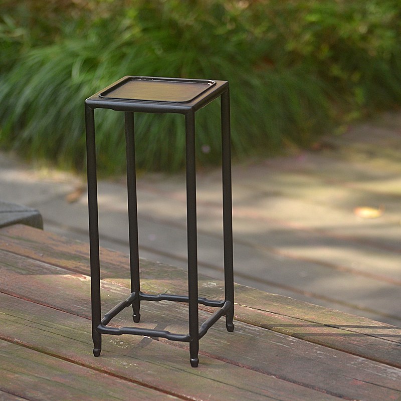 红木雕花瓶花盆底座 紫光檀盆景花架花几兰L花 实木圆方形鱼缸架