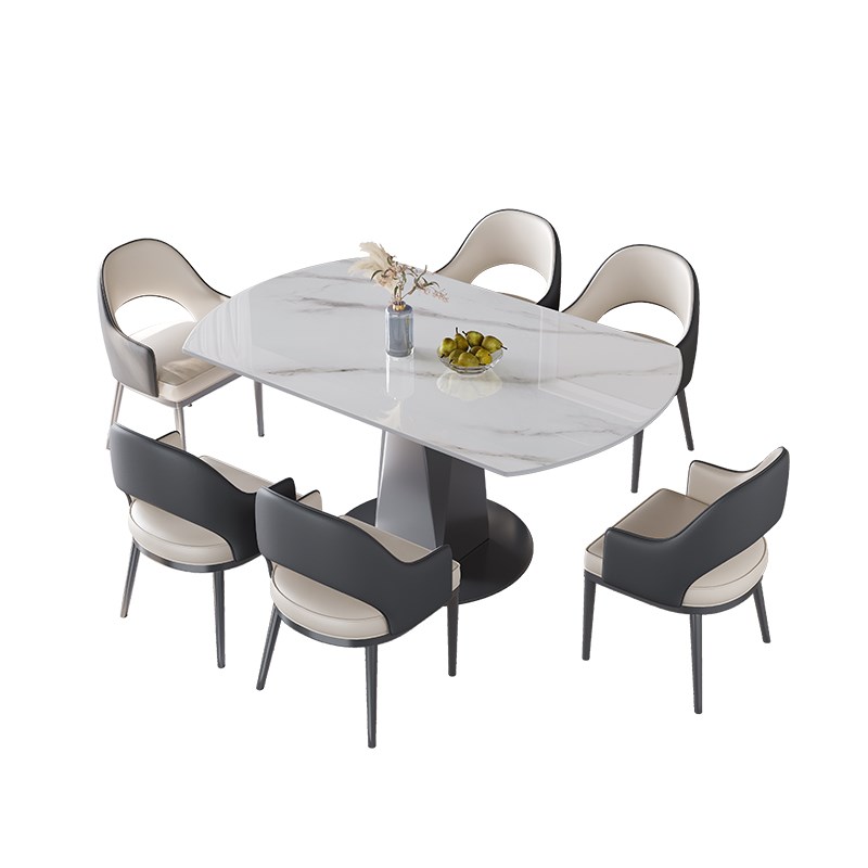 高端新型岩板餐桌椅伸缩超晶石家用小户型方圆两用微晶石圆形餐桌
