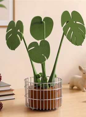 高级感龟背芋隔热垫杯垫创意餐桌摆件彷真绿色植物植物盆栽磁吸防
