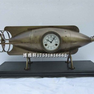 潜艇钟纯铜机械工艺手工报时座钟欧式仿古董创意台钟样板间时钟