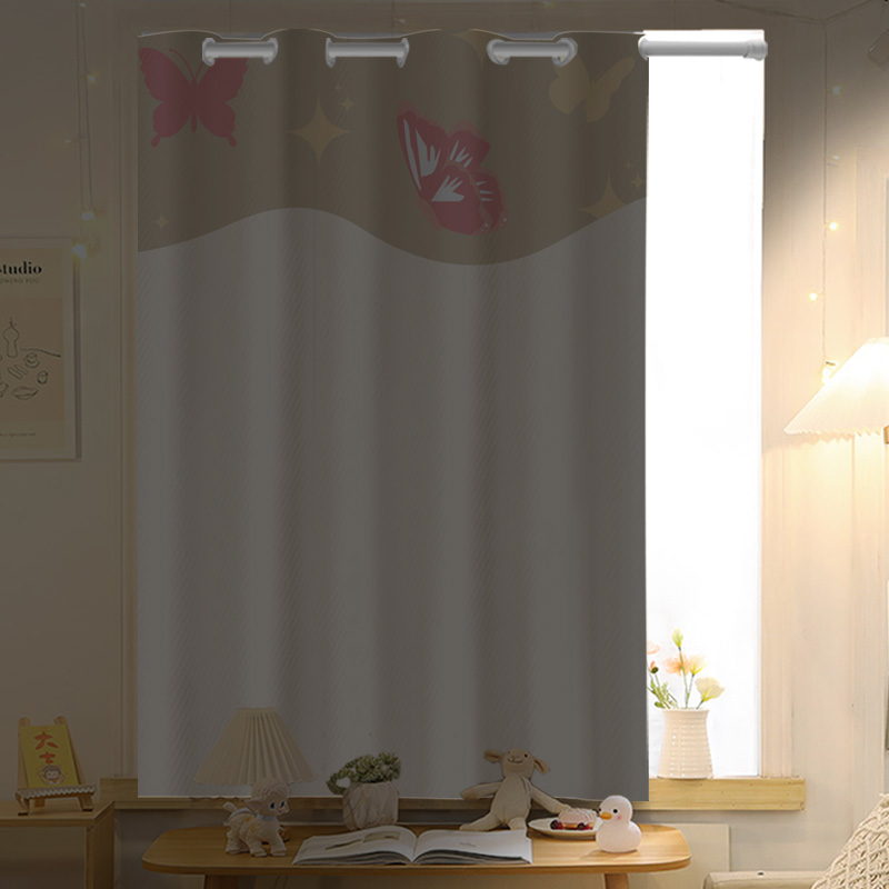 窗帘遮光2023新款免r打孔安装小窗户短阳台飘窗房间卧室拉帘布