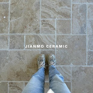 法式复古莱姆石瓷砖别墅卫生间花园子母砖客厅仿古地砖庭院民宿砖