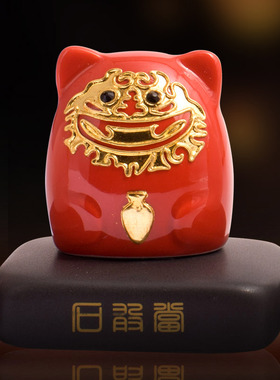 金门五福石敢当摆件可爱狮子门口玄G关客厅装饰厦门漆线雕工艺品