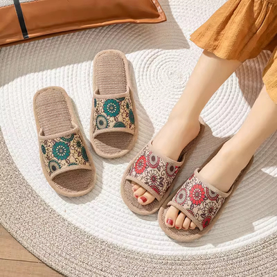亚麻拖鞋女夏天室内家居麻拖家用四季凉拖鞋男秋季田园居家地板拖