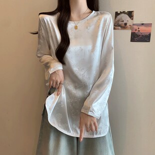 速发大码风复古新提式旗袍2024新款国装中花中长款宽松上衣