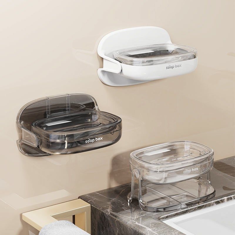 速发艾仕可肥皂盒家用高档上置墙双免打孔壁挂式沥水香皂盒子层物