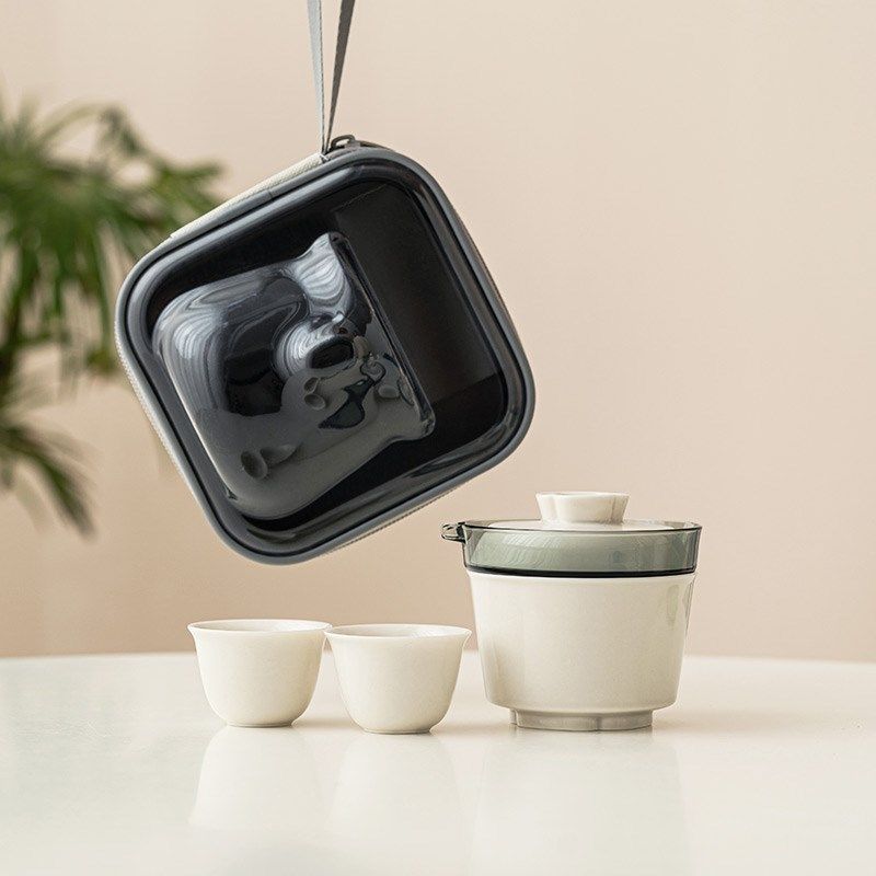 速发优格陶瓷便携式快客杯家用茶泡杯户外茶营旅行露具车载喝茶套