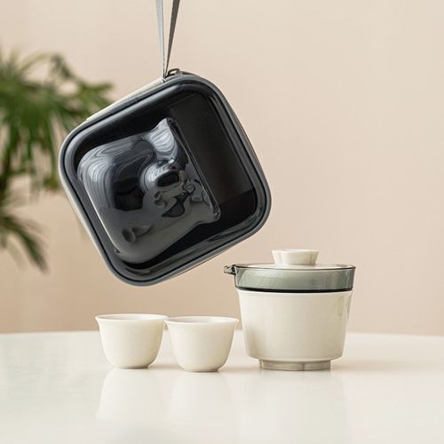 速发优格陶瓷便携式快客杯家用茶泡杯户外茶营旅行露具车载喝茶套