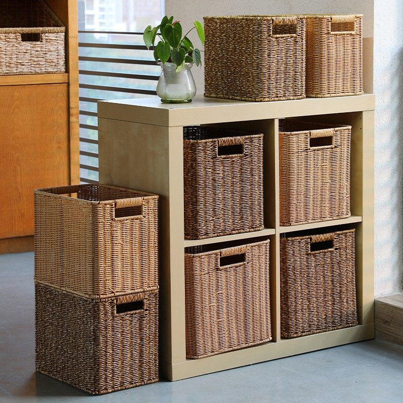 速发仿藤室收纳筐橱柜零食置物篮家用浴编卫生间厨房杂物整理储物