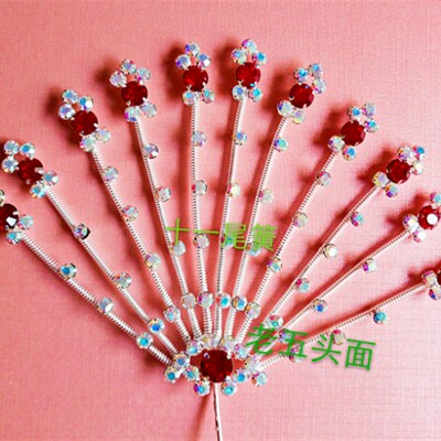 速发老五头面戏曲专用饰品花品水钻头面头光青衣用旦水钻双饰凤尾