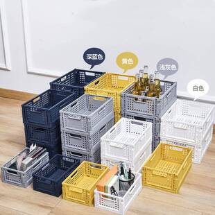 速发折叠收台篮水果生鲜展示纳储物框物流货架折叠筐周转塑料箱储