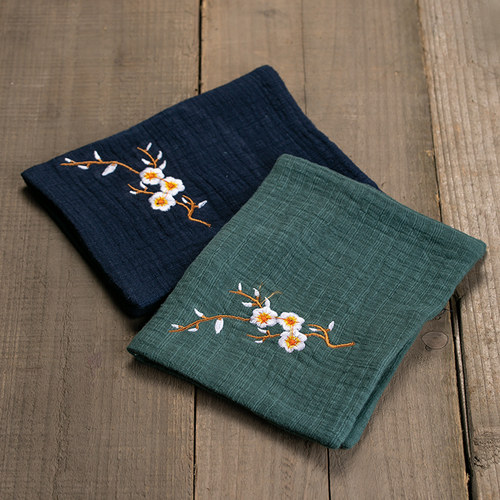 速发 麻梅花茶巾茶布亚禅意吸水高档茶具配巾茶件垫小方巾茶桌抹