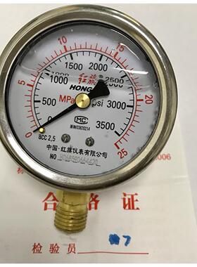 红旗耐震压力表 HONGQI 压力0-25mpa  3500psi 直径68mm YTN-60