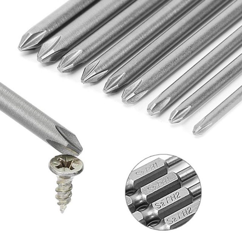 新品9 Pcs 1/4'' 100mm S2 Magnetic Hex Cross Head PH1 PH2