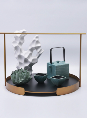 极速新中式茶具托盘茶壶酒店摆件样板间客厅茶室轻奢售楼处现代装