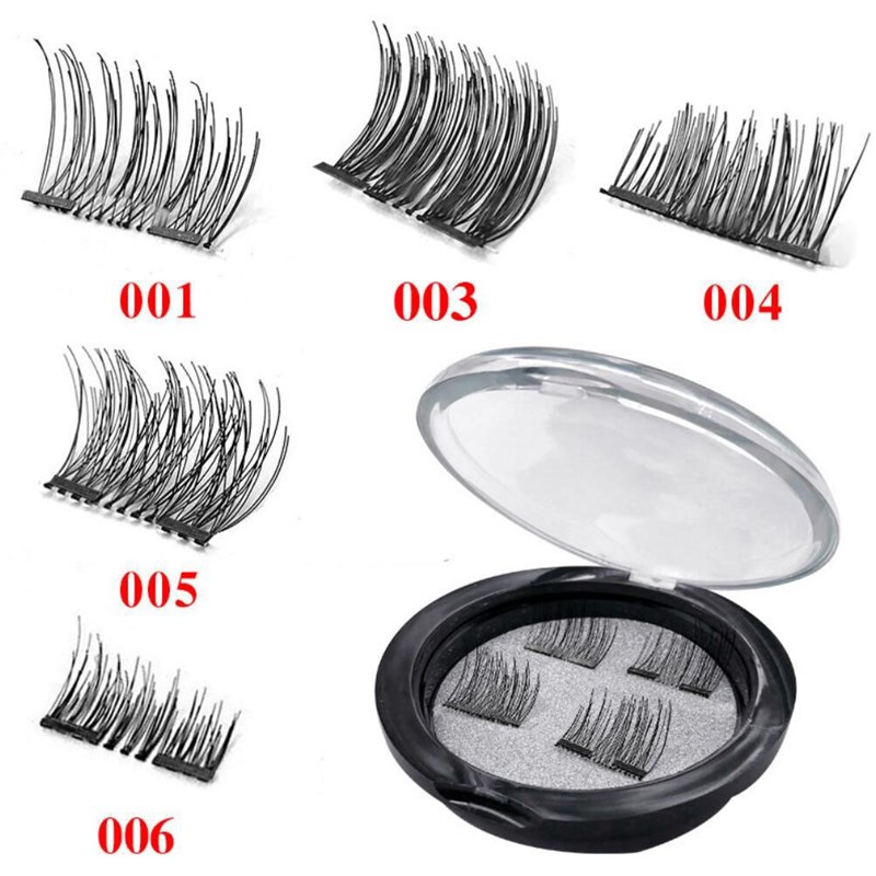 4Pcs/Set 3D 1 2 Magnetic Eyelashes on Magnets Handmade Natu
