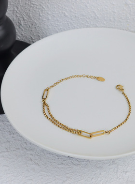 新品Bracelet simple geometric hollow rectangular double-laye
