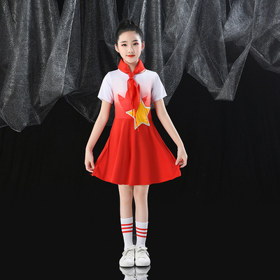 红色主题表演服中小学生红领巾爱国诗朗诵大合唱演出服六一儿童节