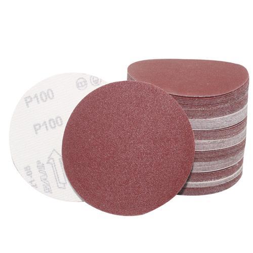 植绒红砂5寸4寸7寸9寸圆盘砂纸自粘背绒干磨沙纸木工抛光打磨砂皮