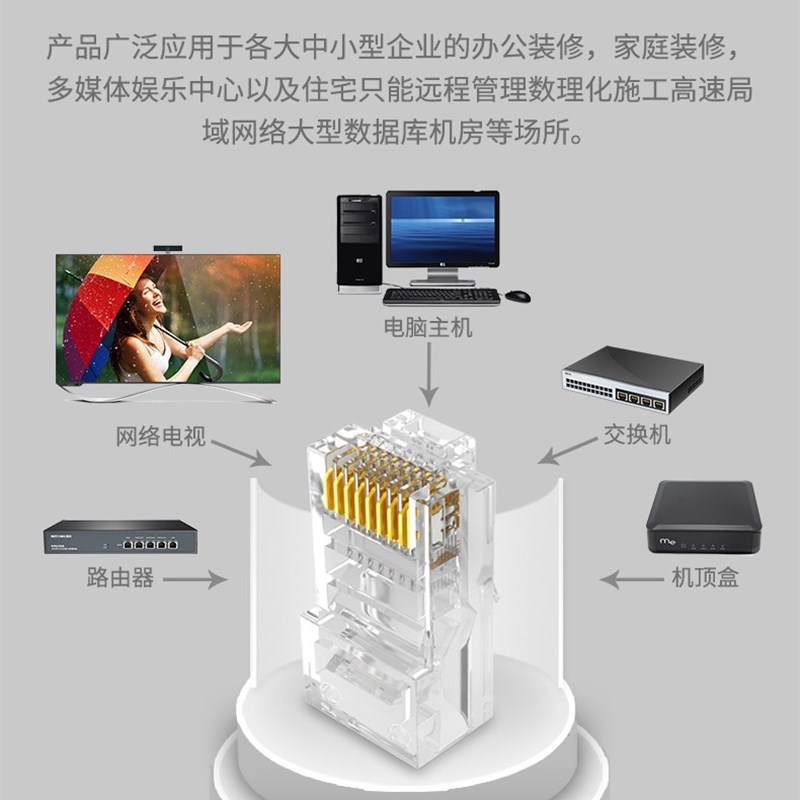 包邮山泽六类水晶头非屏蔽6类千兆8p8c镀金rj45水晶头100个装