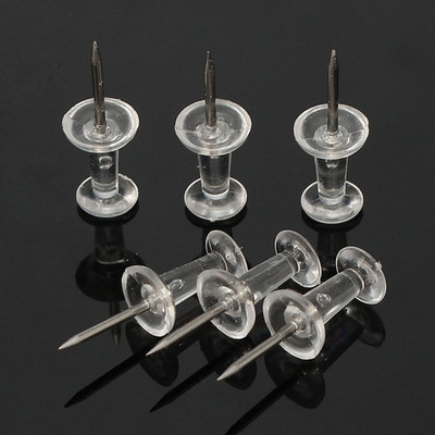 Kicute 50 Pcs Transparent Plastic Transparent Push Pins Thum
