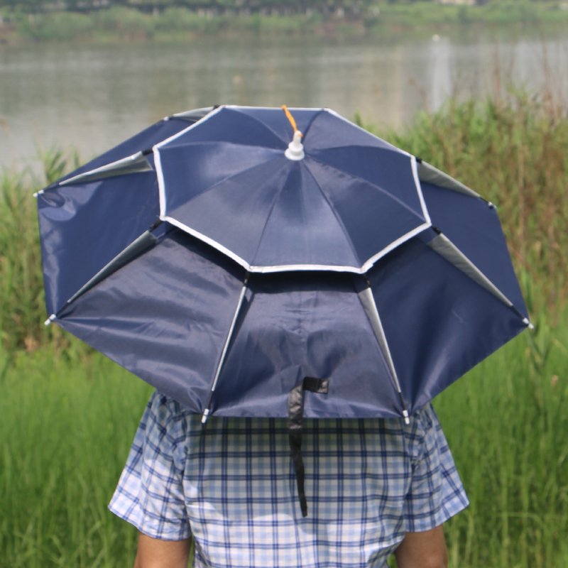 头戴式防晒钓鱼伞帽双层新款户外遮阳帽伞垂钓渔具帽子伞男女通用