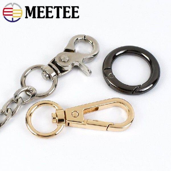 4/10Pcs Metal Buckles Spring Swivel Lobster Clasps O Ring Bu