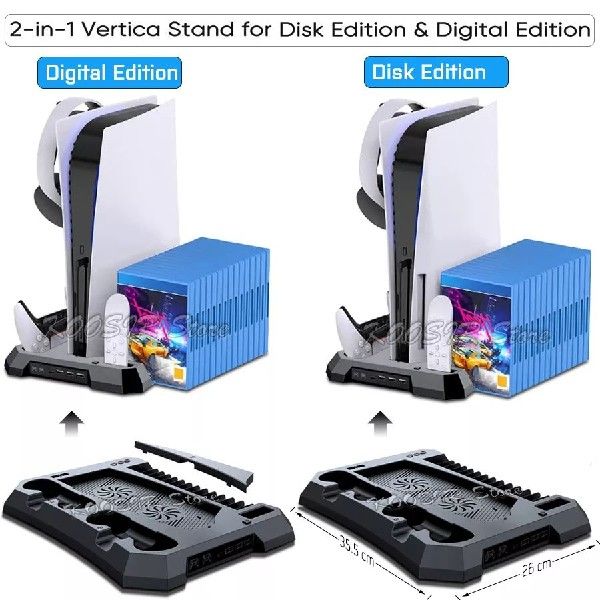 2022 PS5 Console Cooling Stand 2 Controller Charger Headset
