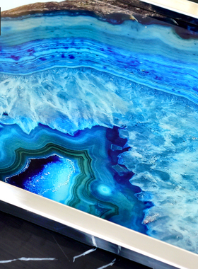 极速北欧轻奢金属玛瑙纹托盘摆件茶盘茶几收纳置物饰品样板房软装