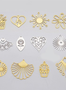 新品5pcs/lot 100% Stainless Steel cactus flower leaf  Charm