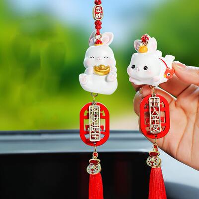 1Pc 2023 Chinese New Year Rabbit Car Hanging Gift Rabbit Dec