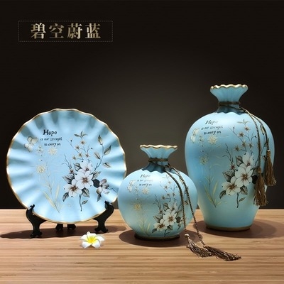欧式酒柜装饰品摆件花瓶客厅室内玄关家居饰品装修摆设美式三件套