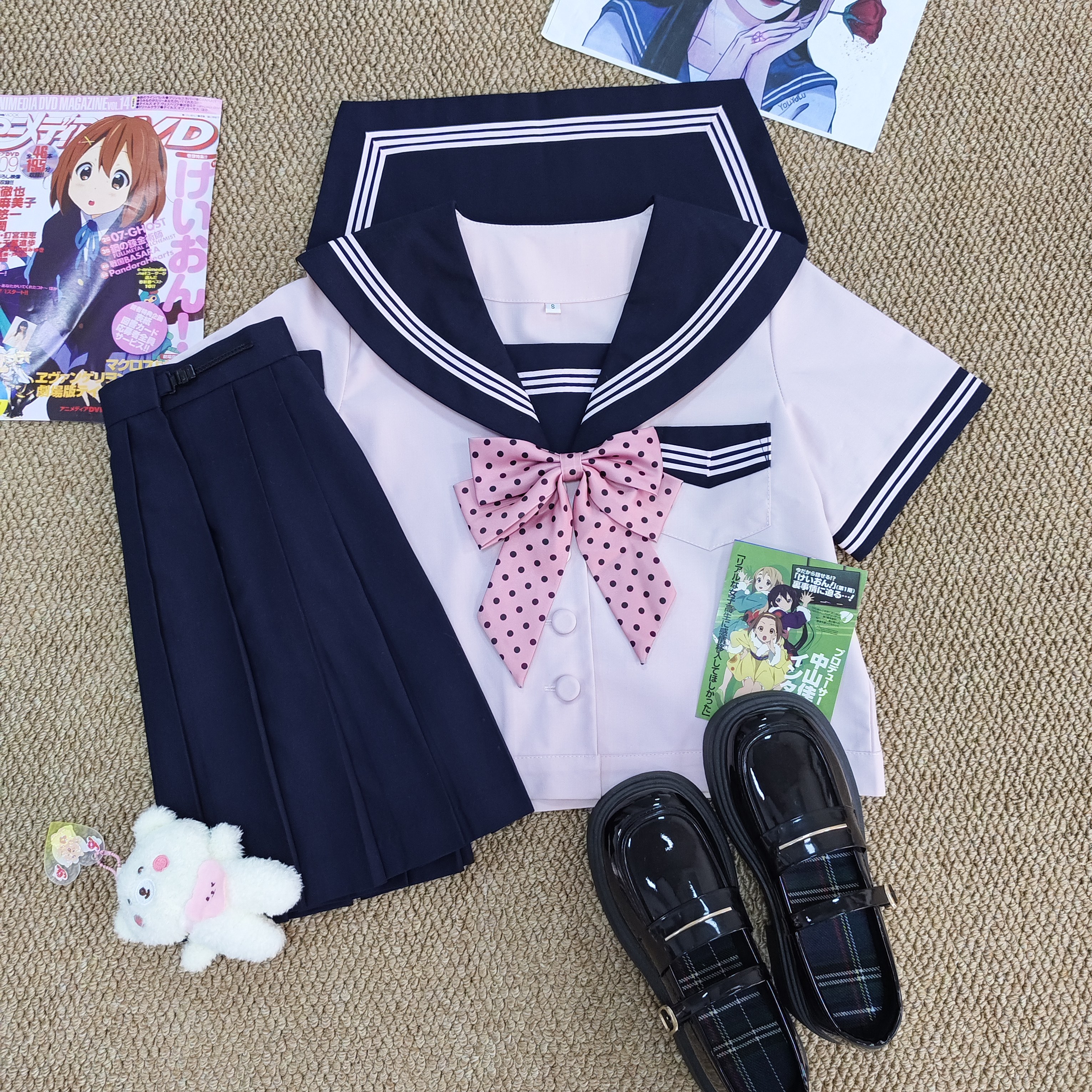 云蘼原创正版jk水手服粉色套装女